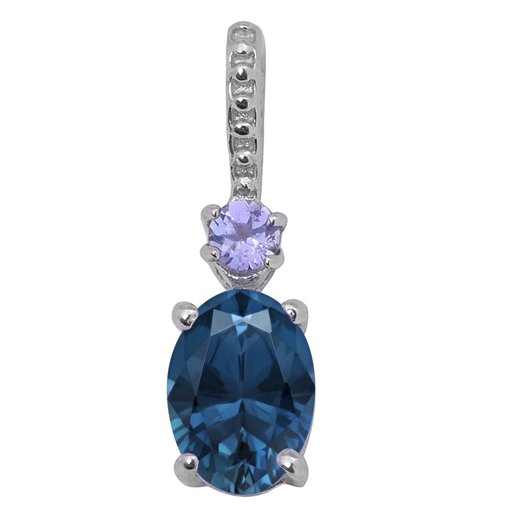 Tear Drop Solitaire Accents Multi Choice Gemstone Pendant