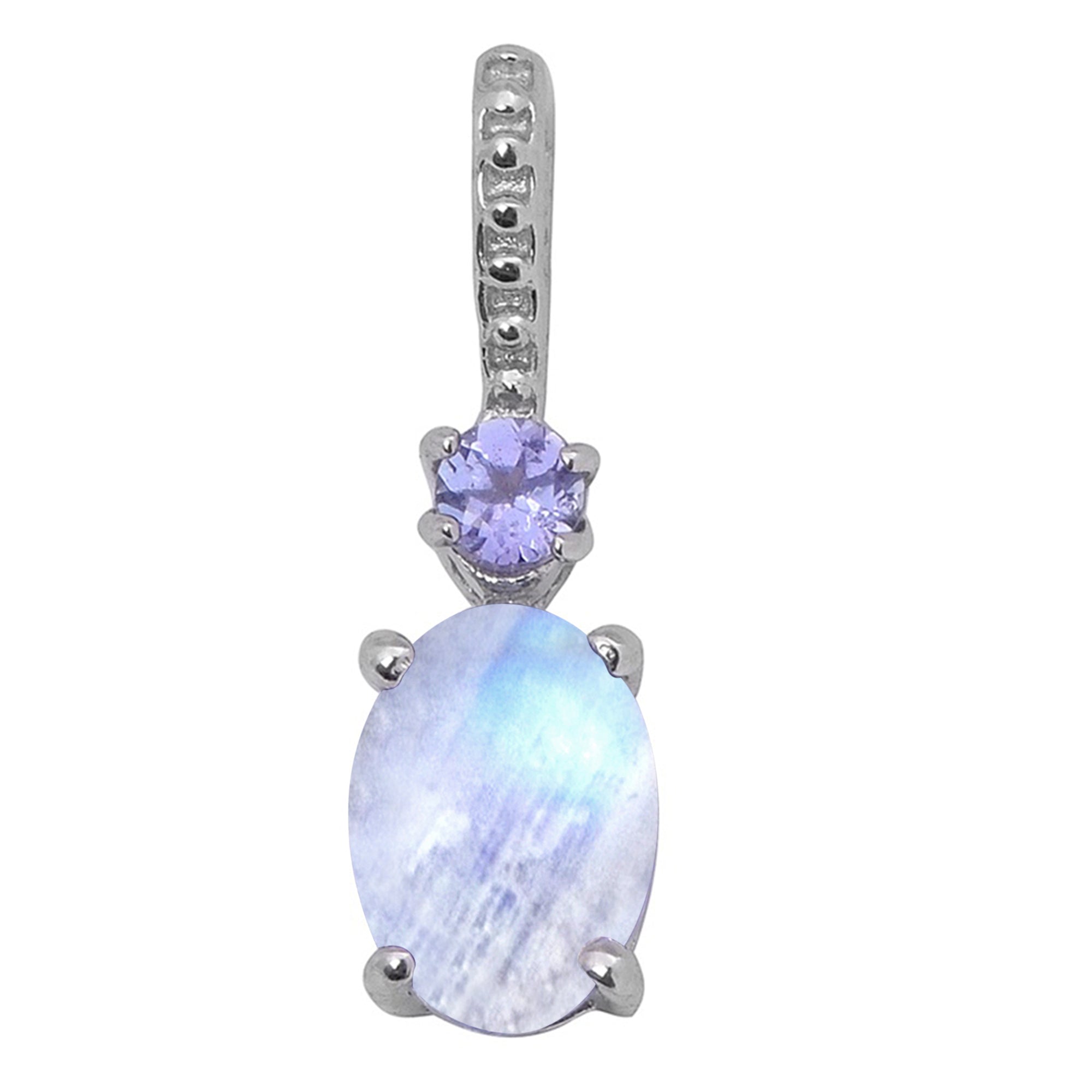 Tear Drop Solitaire Accents Multi Choice Gemstone Pendant