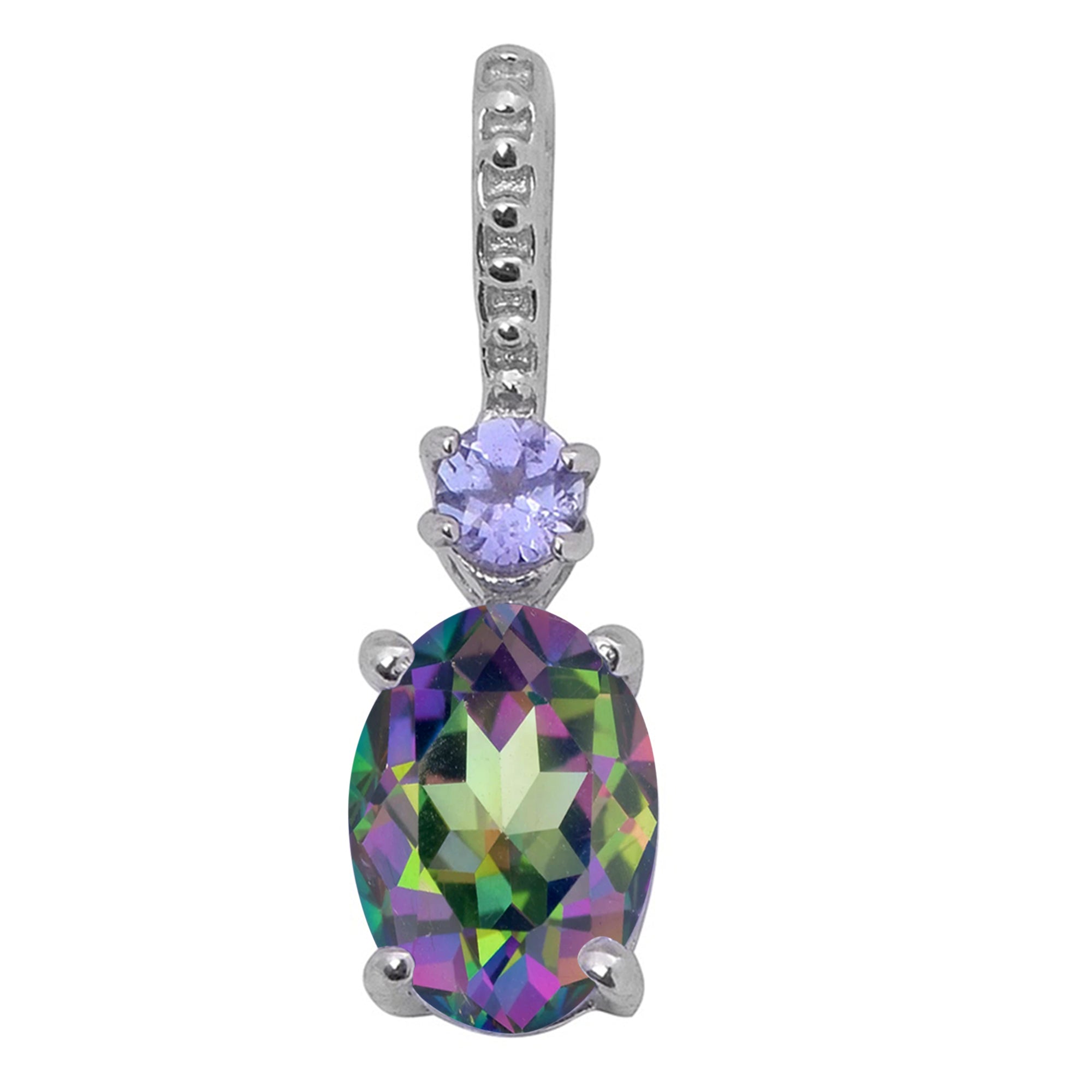 Tear Drop Solitaire Accents Multi Choice Gemstone Pendant