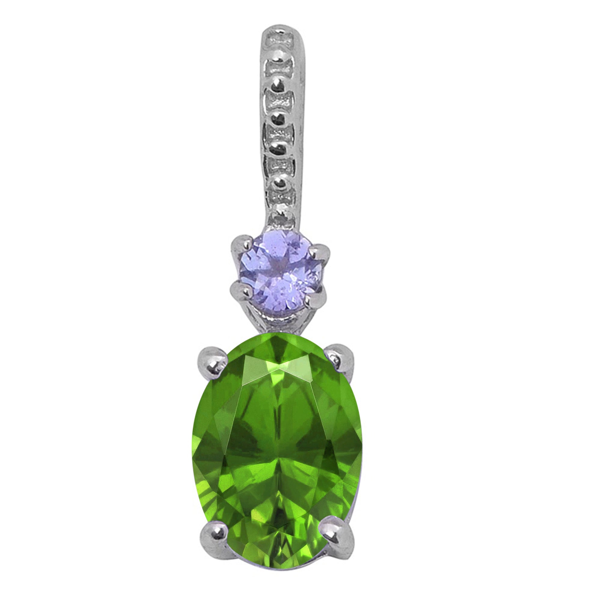 Tear Drop Solitaire Accents Multi Choice Gemstone Pendant