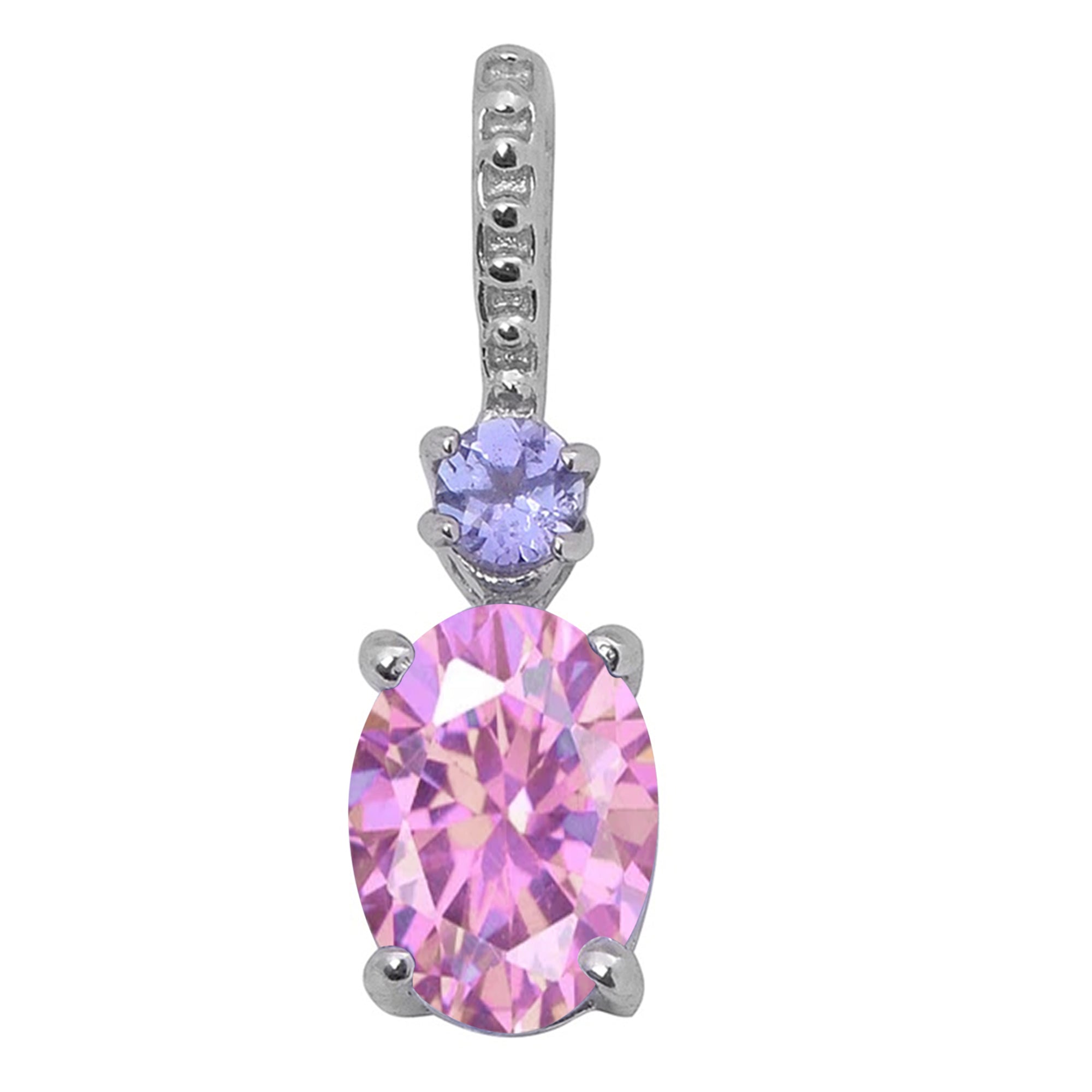 Tear Drop Solitaire Accents Multi Choice Gemstone Pendant