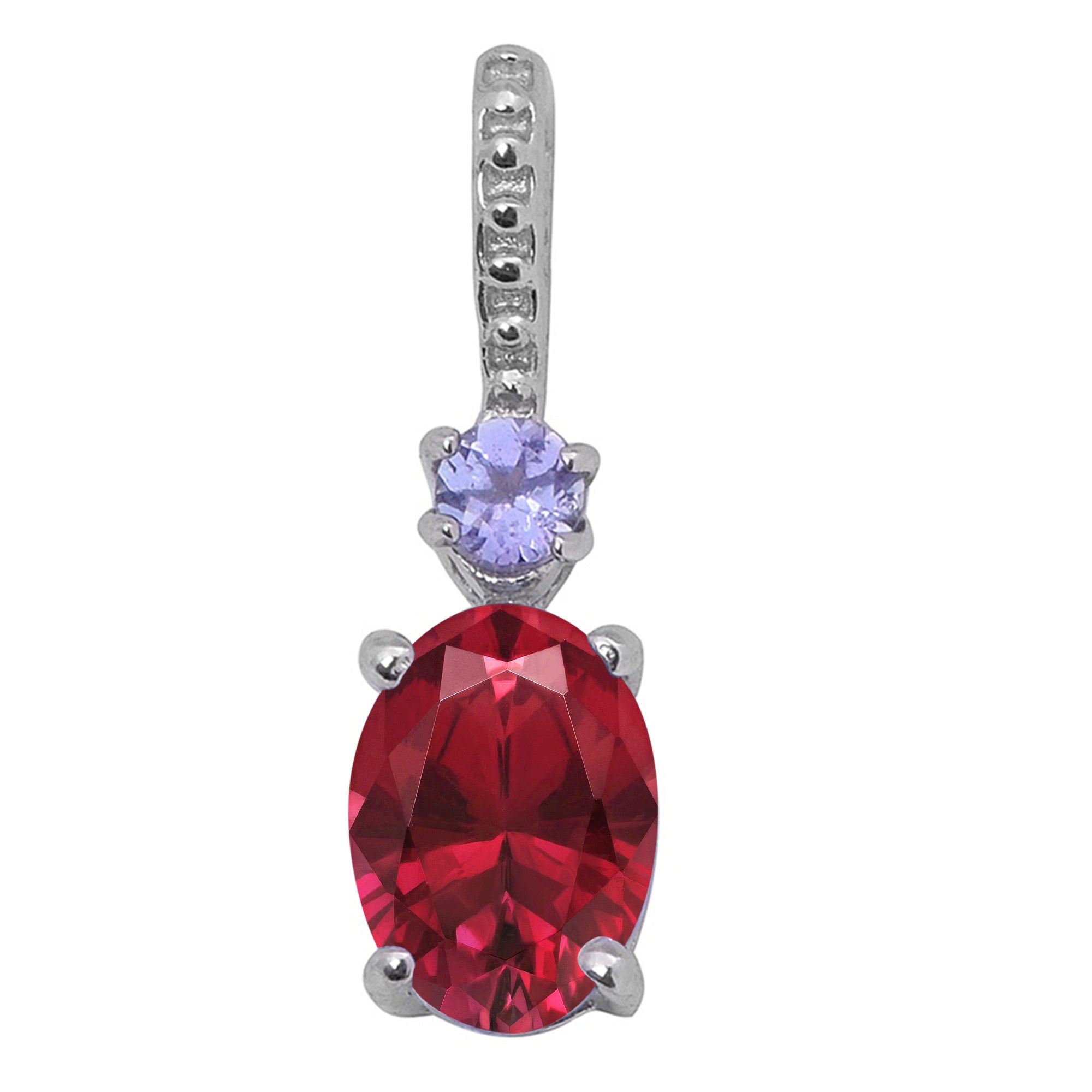 Tear Drop Solitaire Accents Multi Choice Gemstone Pendant