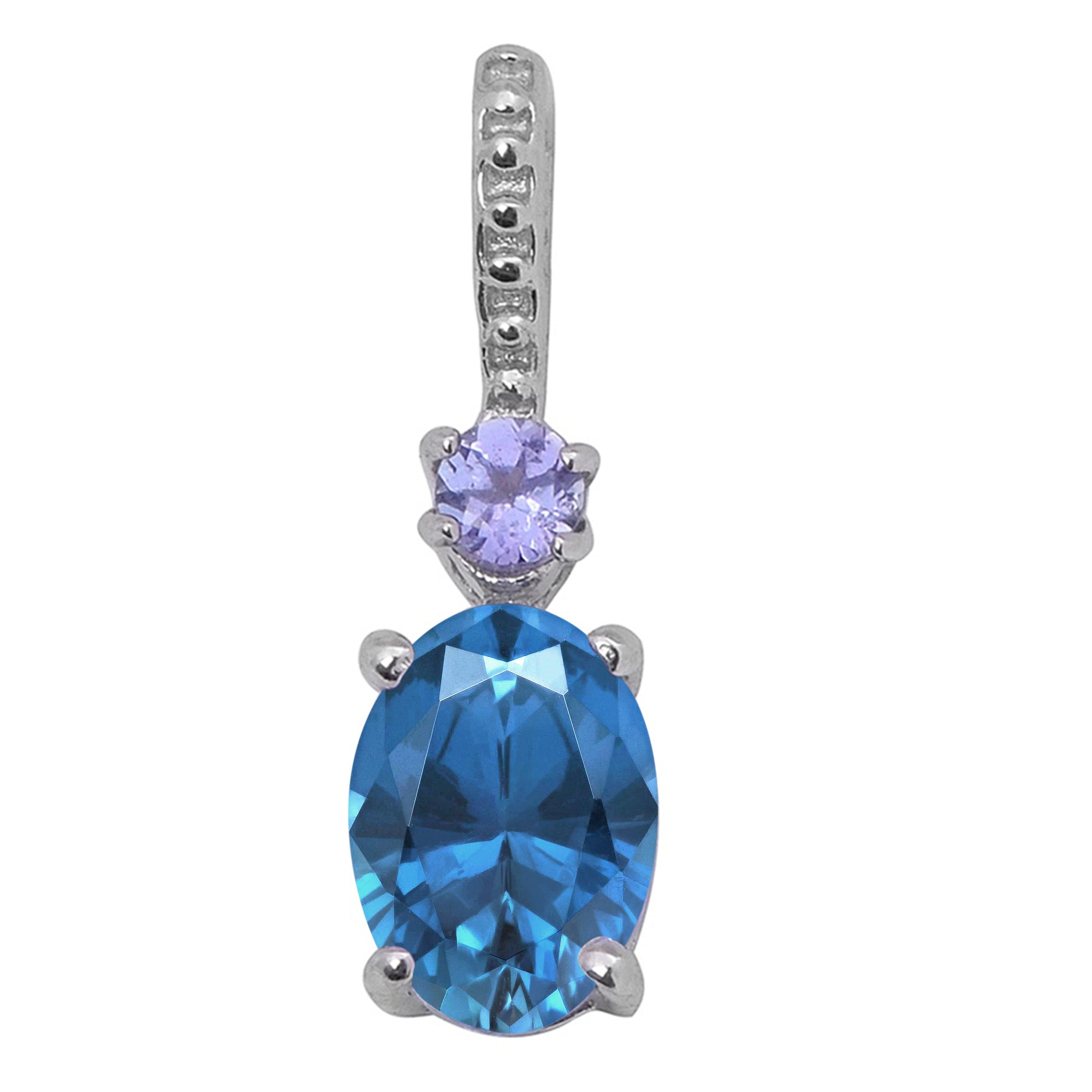 Tear Drop Solitaire Accents Multi Choice Gemstone Pendant