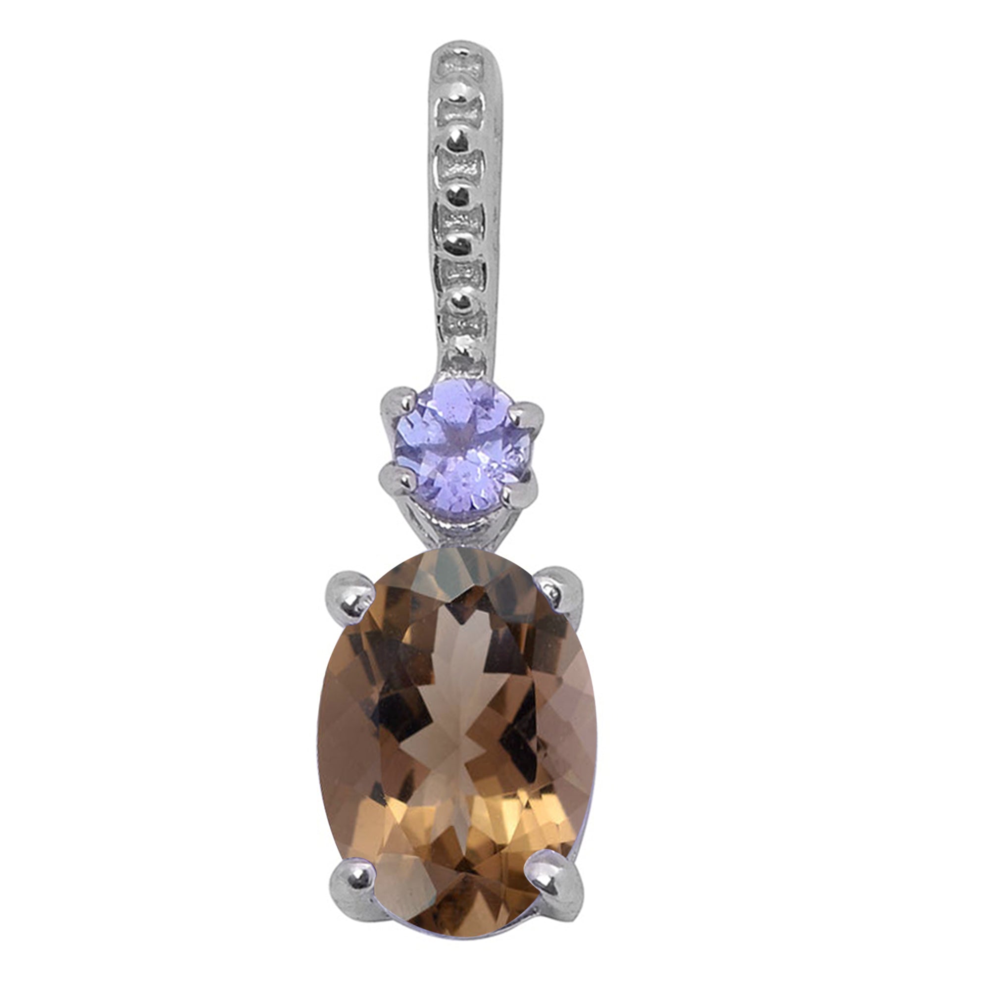 Tear Drop Solitaire Accents Multi Choice Gemstone Pendant