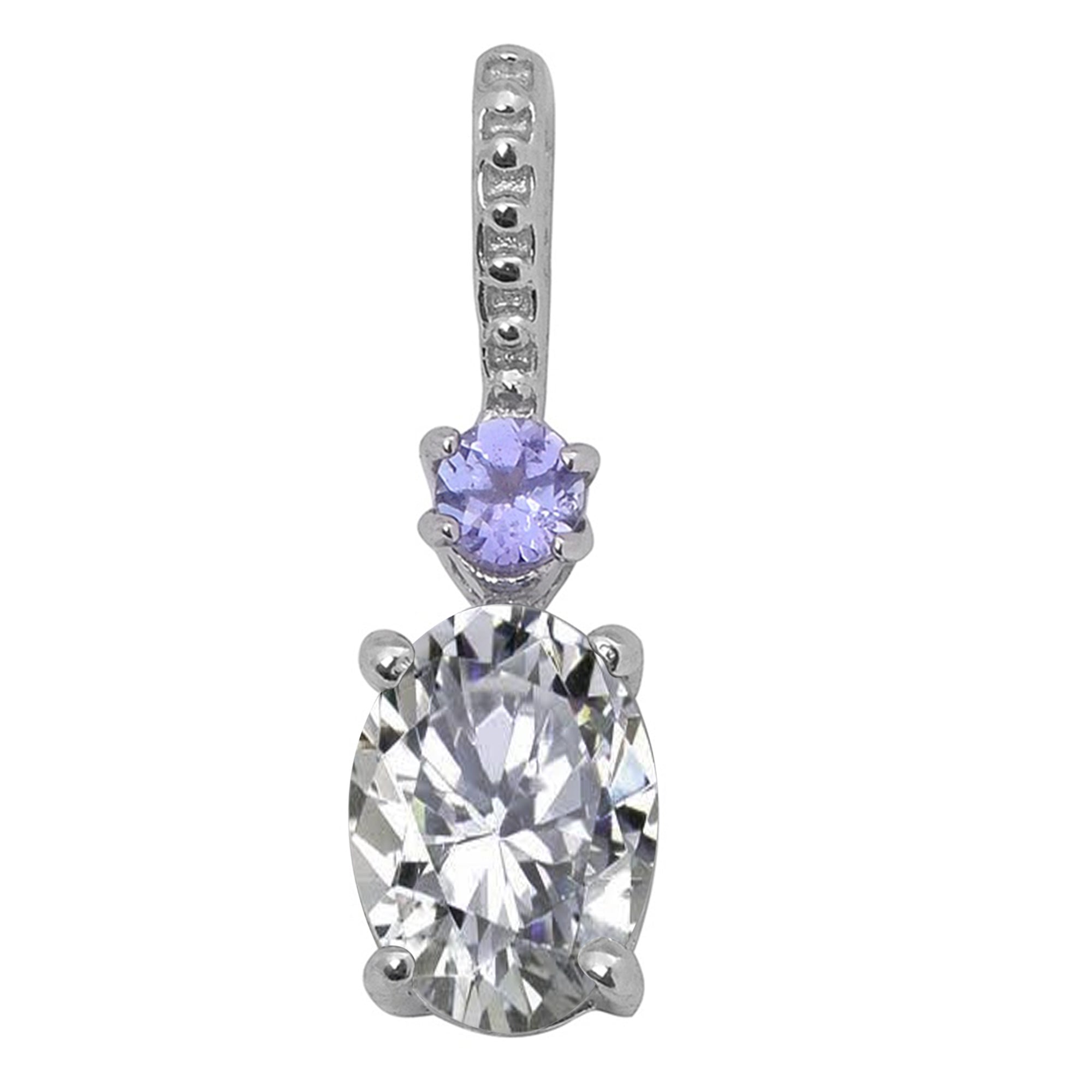 Tear Drop Solitaire Accents Multi Choice Gemstone Pendant