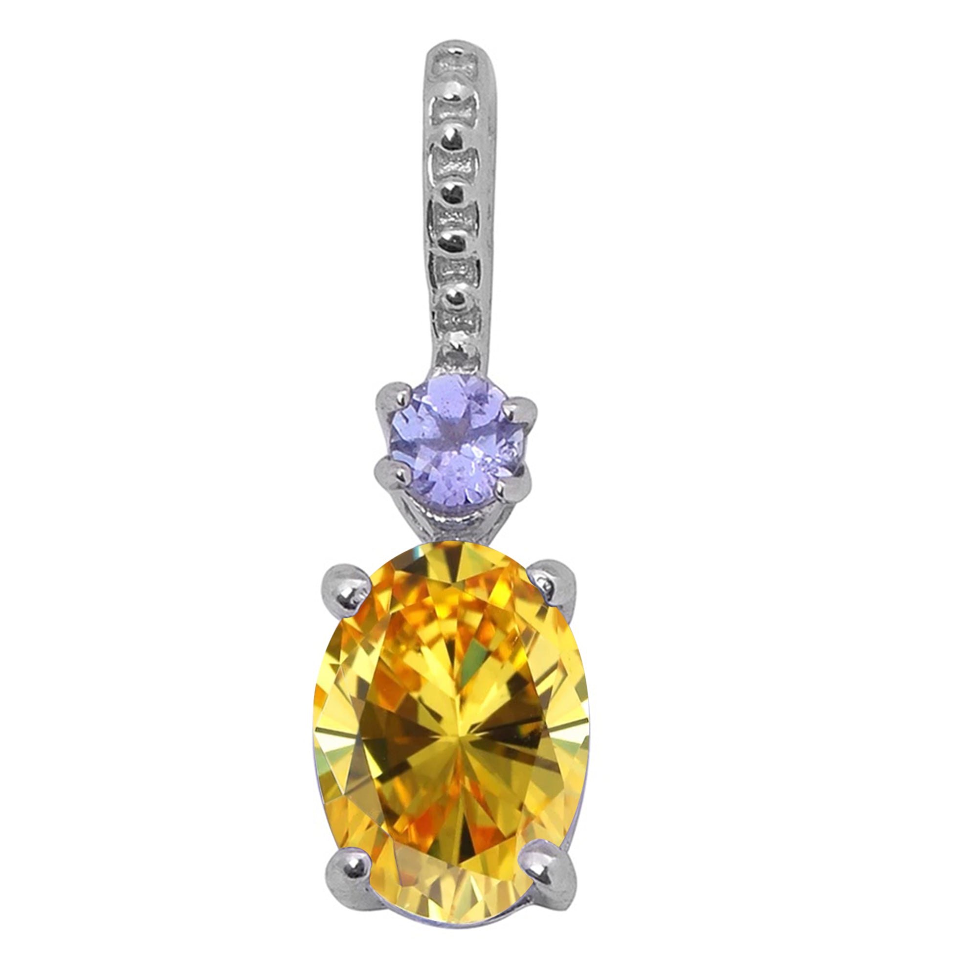 Tear Drop Solitaire Accents Multi Choice Gemstone Pendant