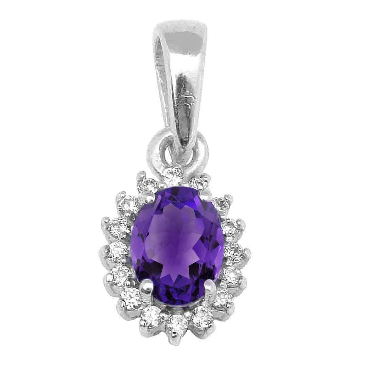 Solitaire Accents Oval Cut Multi Choice Gemstone Pendant