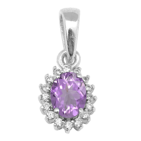 Solitaire Accents Oval Cut Multi Choice Gemstone Pendant