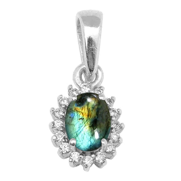 Solitaire Accents Oval Cut Multi Choice Gemstone Pendant