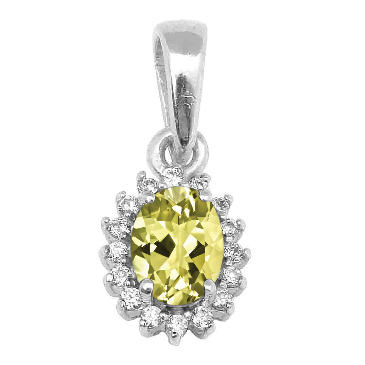 Solitaire Accents Oval Cut Multi Choice Gemstone Pendant