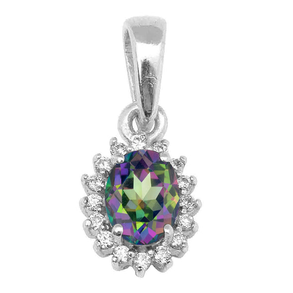 Solitaire Accents Oval Cut Multi Choice Gemstone Pendant