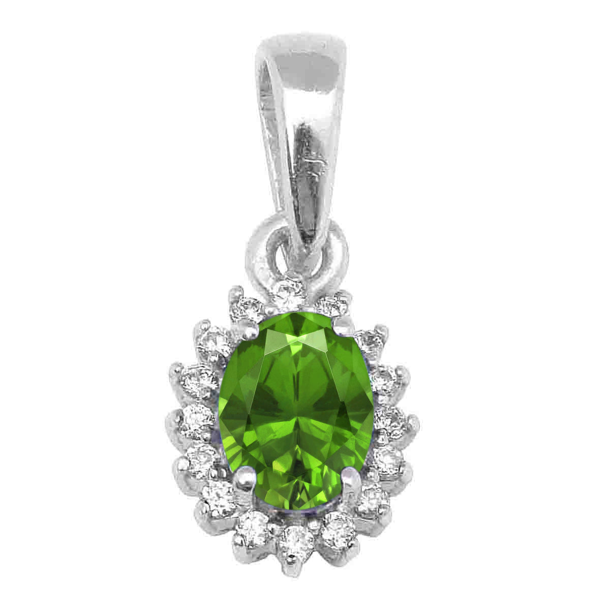 Solitaire Accents Oval Cut Multi Choice Gemstone Pendant