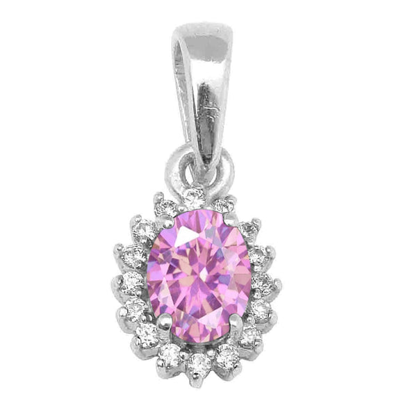 Solitaire Accents Oval Cut Multi Choice Gemstone Pendant