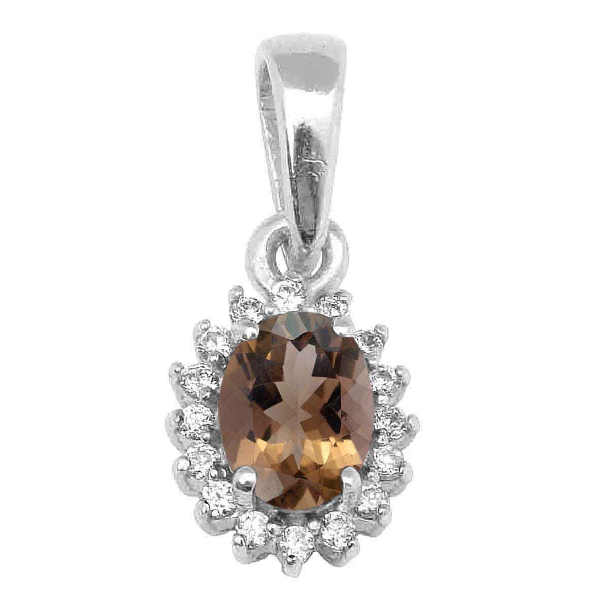 Solitaire Accents Oval Cut Multi Choice Gemstone Pendant