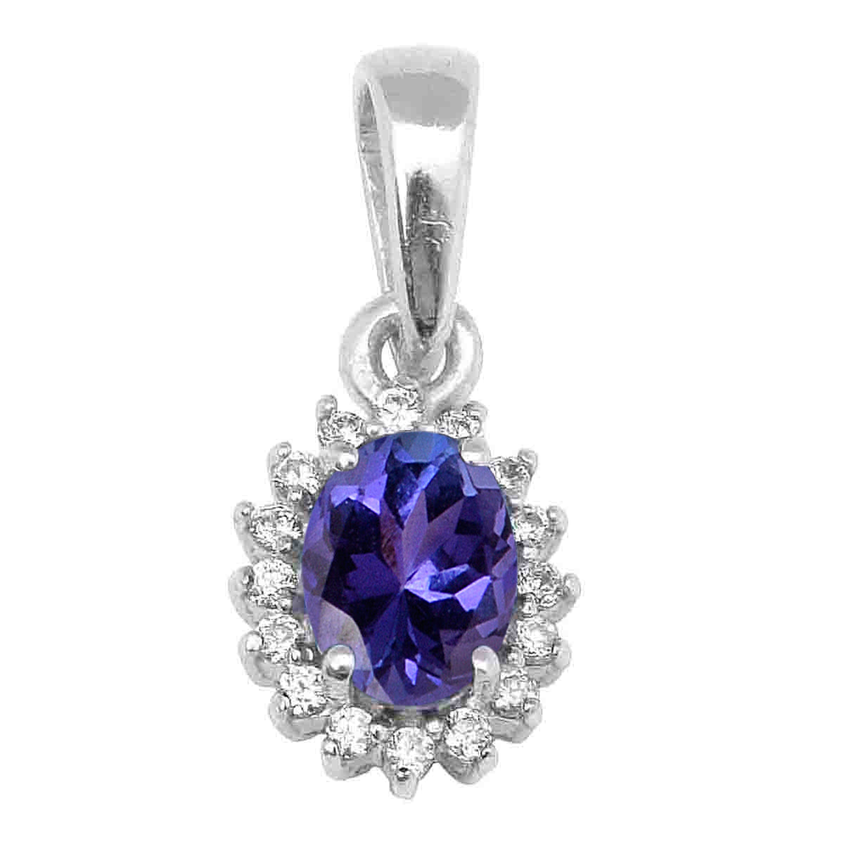 Solitaire Accents Oval Cut Multi Choice Gemstone Pendant