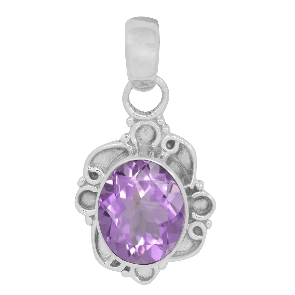 Vintage Swirl Design Multi Choice Gemstone Pendant