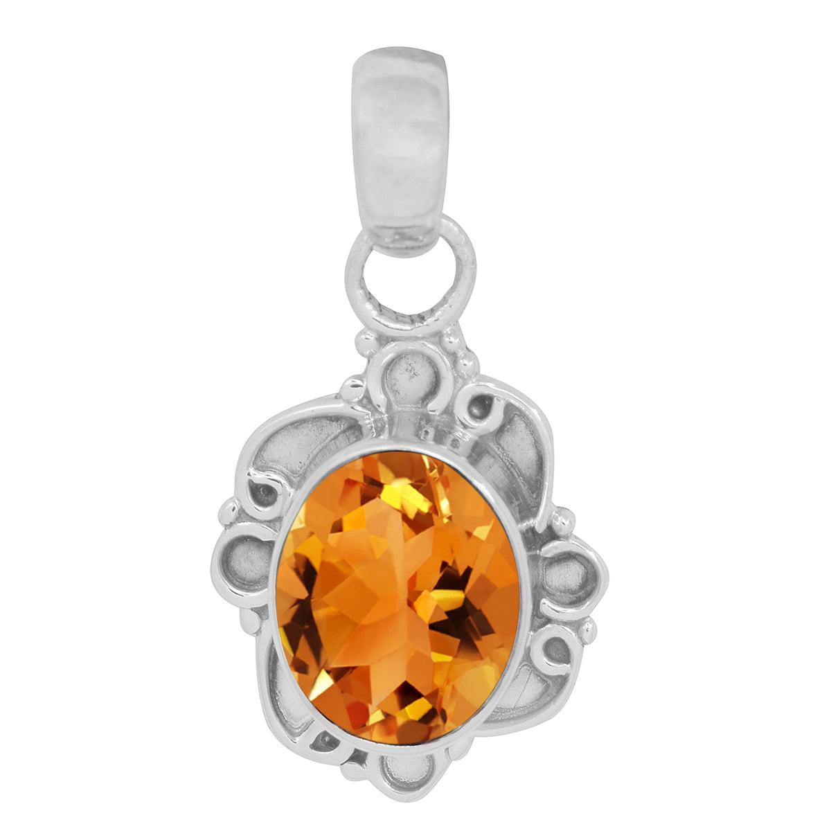Vintage Swirl Design Multi Choice Gemstone Pendant