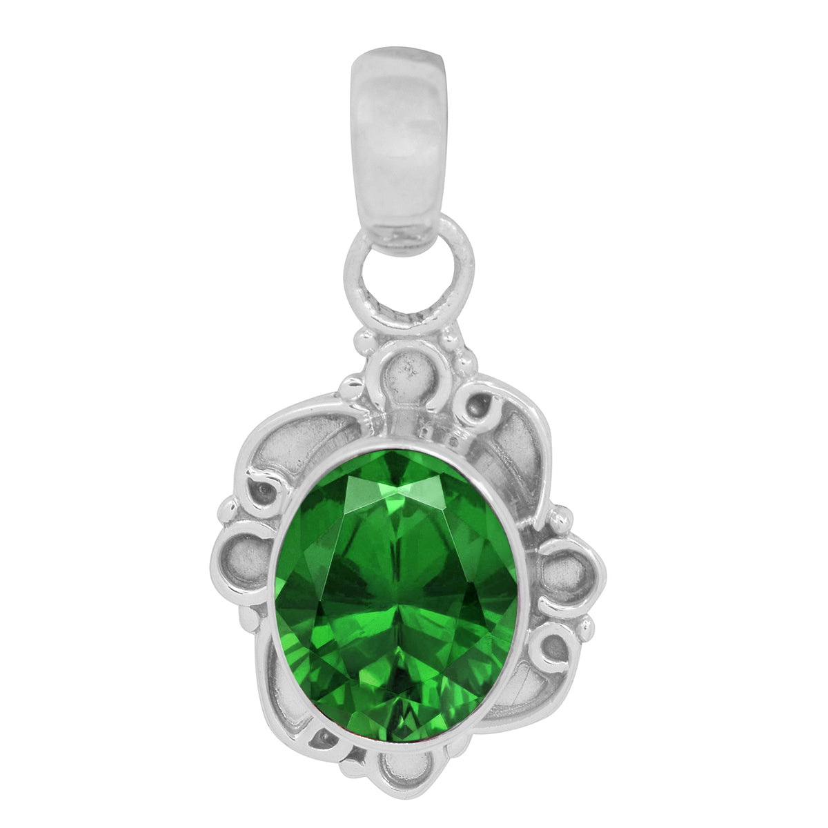 Vintage Swirl Design Multi Choice Gemstone Pendant
