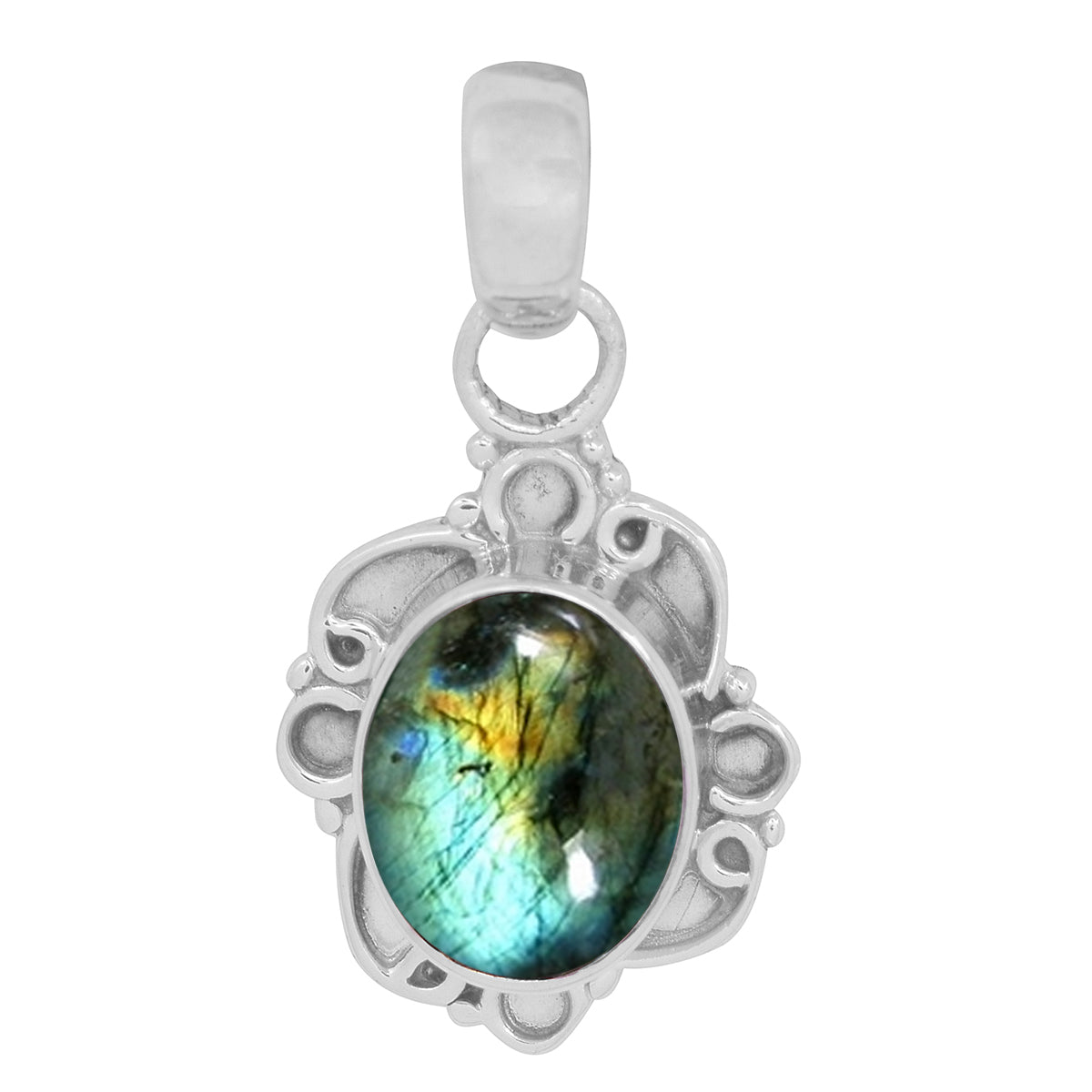 Vintage Swirl Design Multi Choice Gemstone Pendant