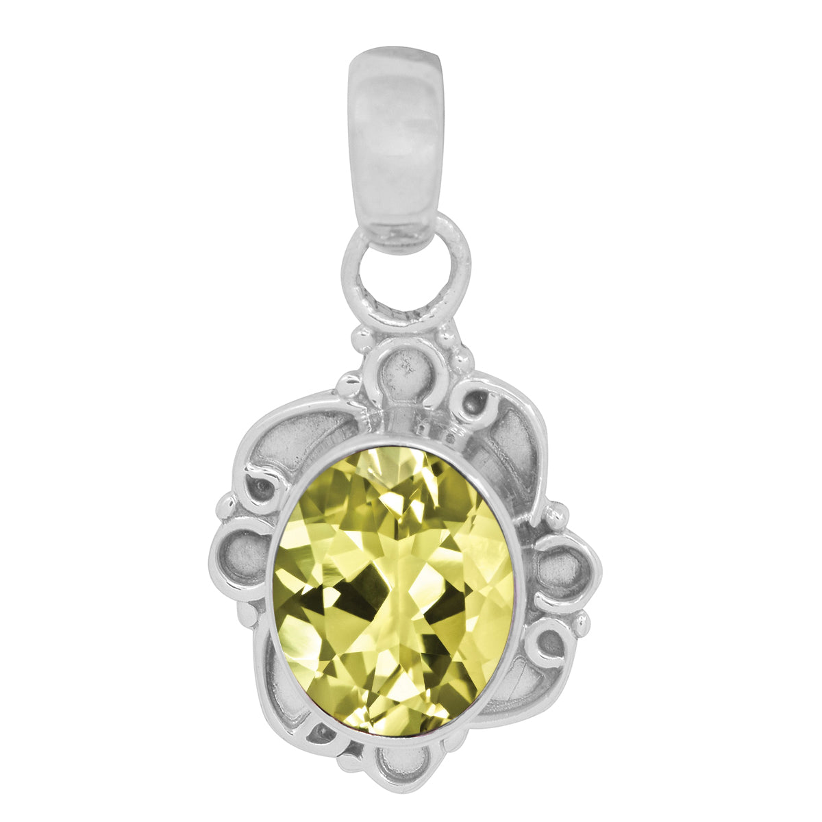Vintage Swirl Design Multi Choice Gemstone Pendant