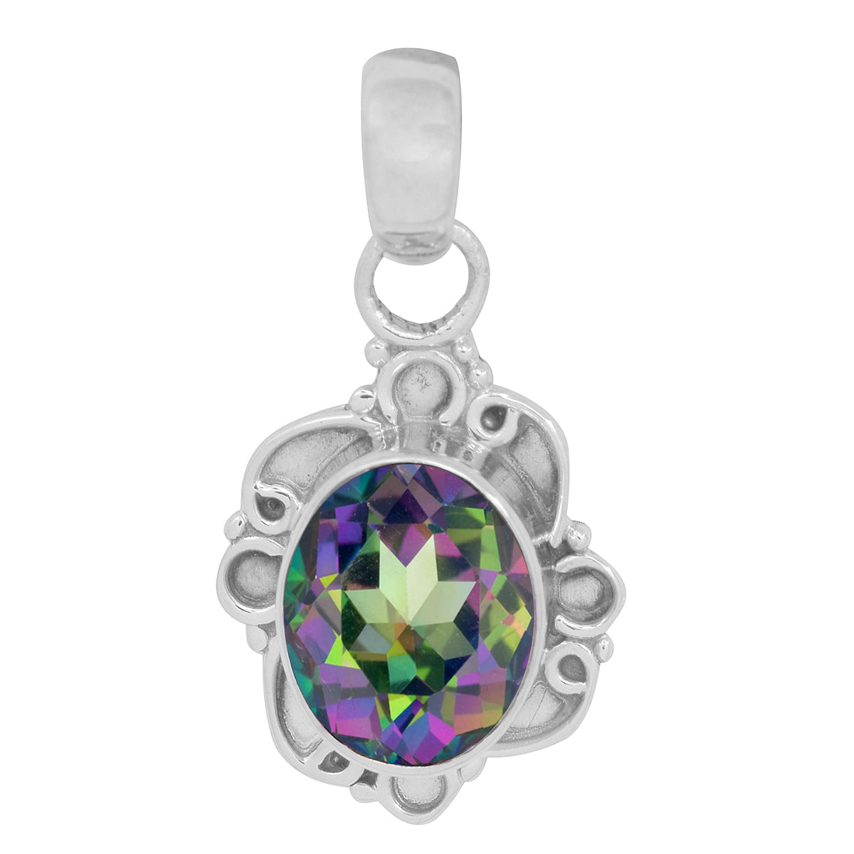 Vintage Swirl Design Multi Choice Gemstone Pendant