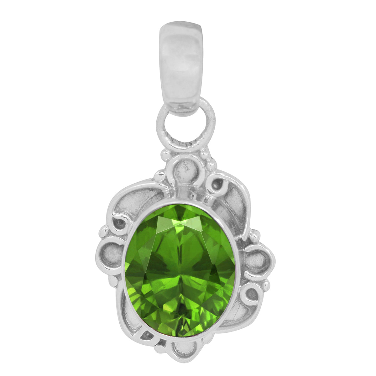 Vintage Swirl Design Multi Choice Gemstone Pendant