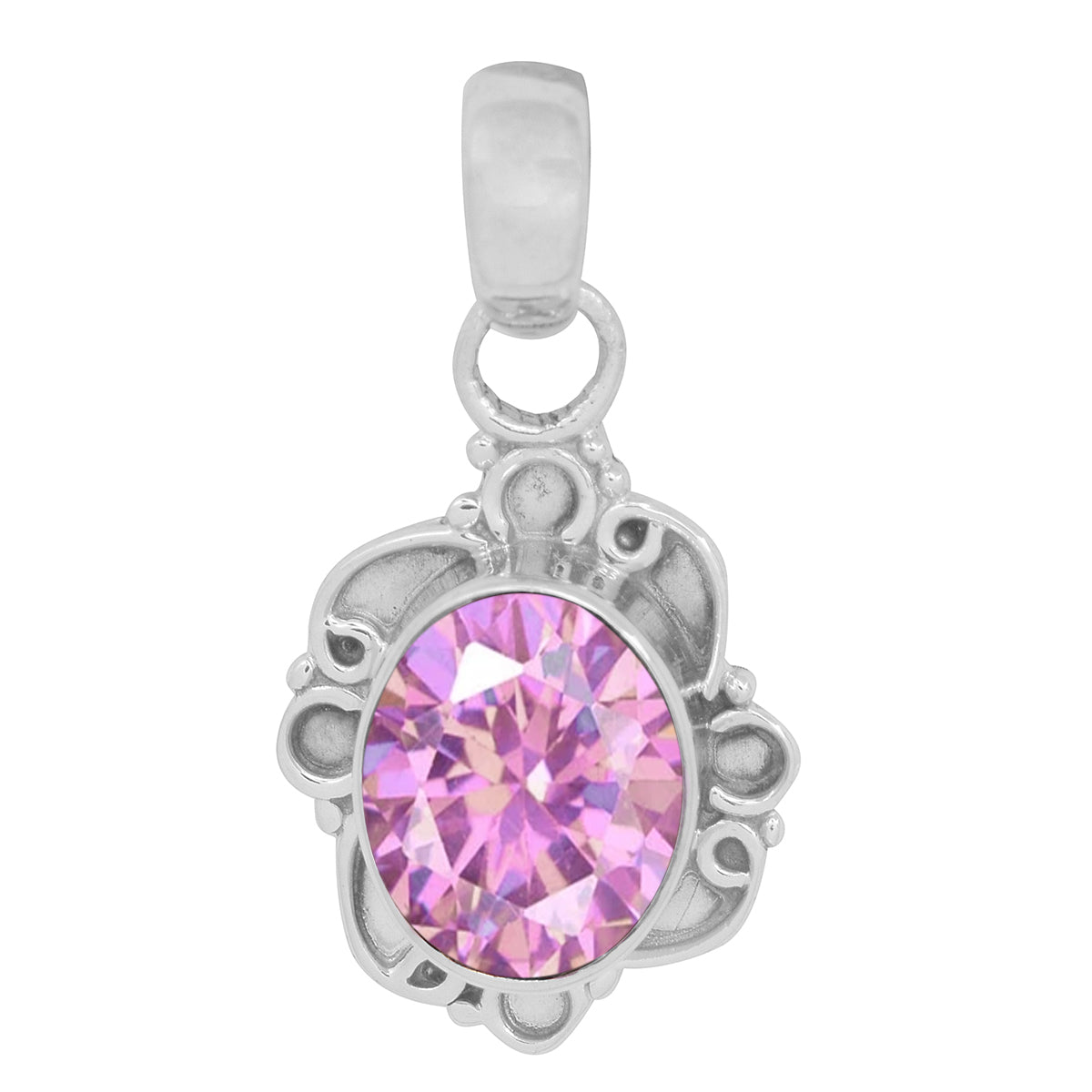 Vintage Swirl Design Multi Choice Gemstone Pendant