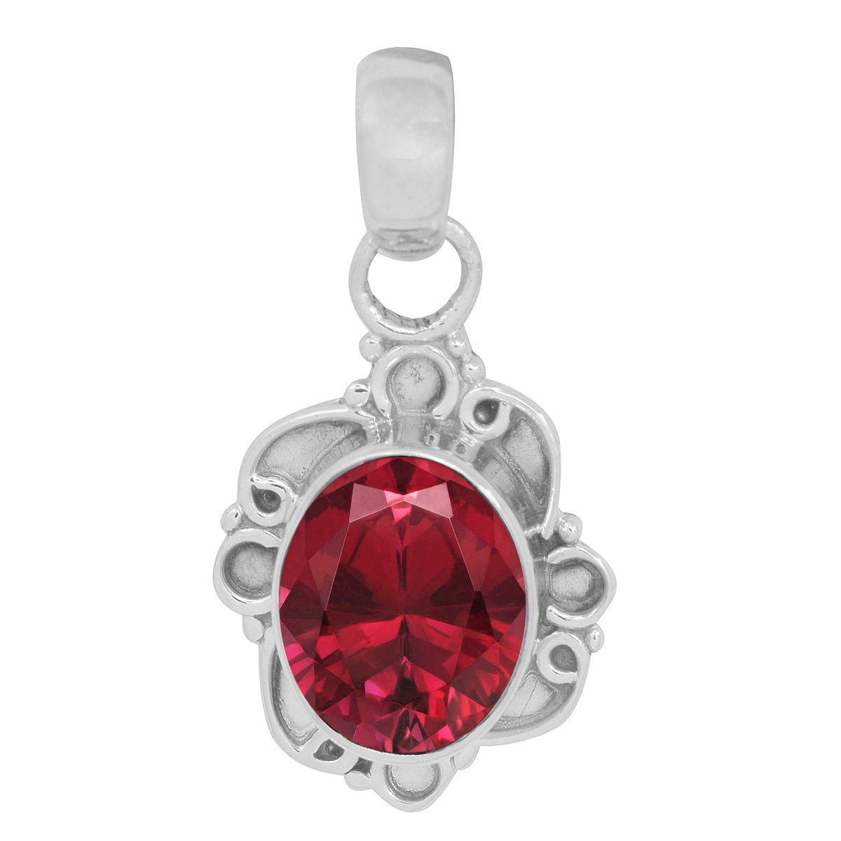 Vintage Swirl Design Multi Choice Gemstone Pendant
