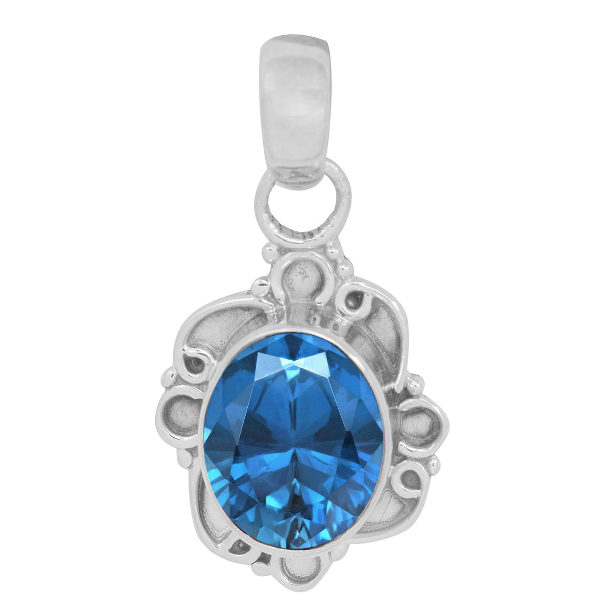 Vintage Swirl Design Multi Choice Gemstone Pendant