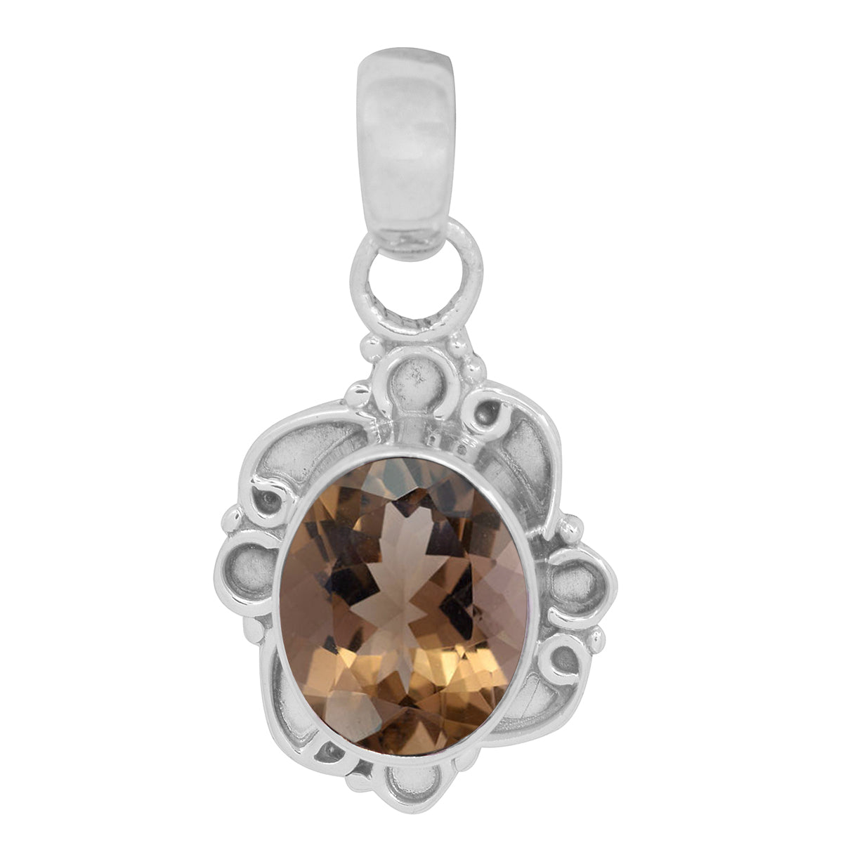 Vintage Swirl Design Multi Choice Gemstone Pendant