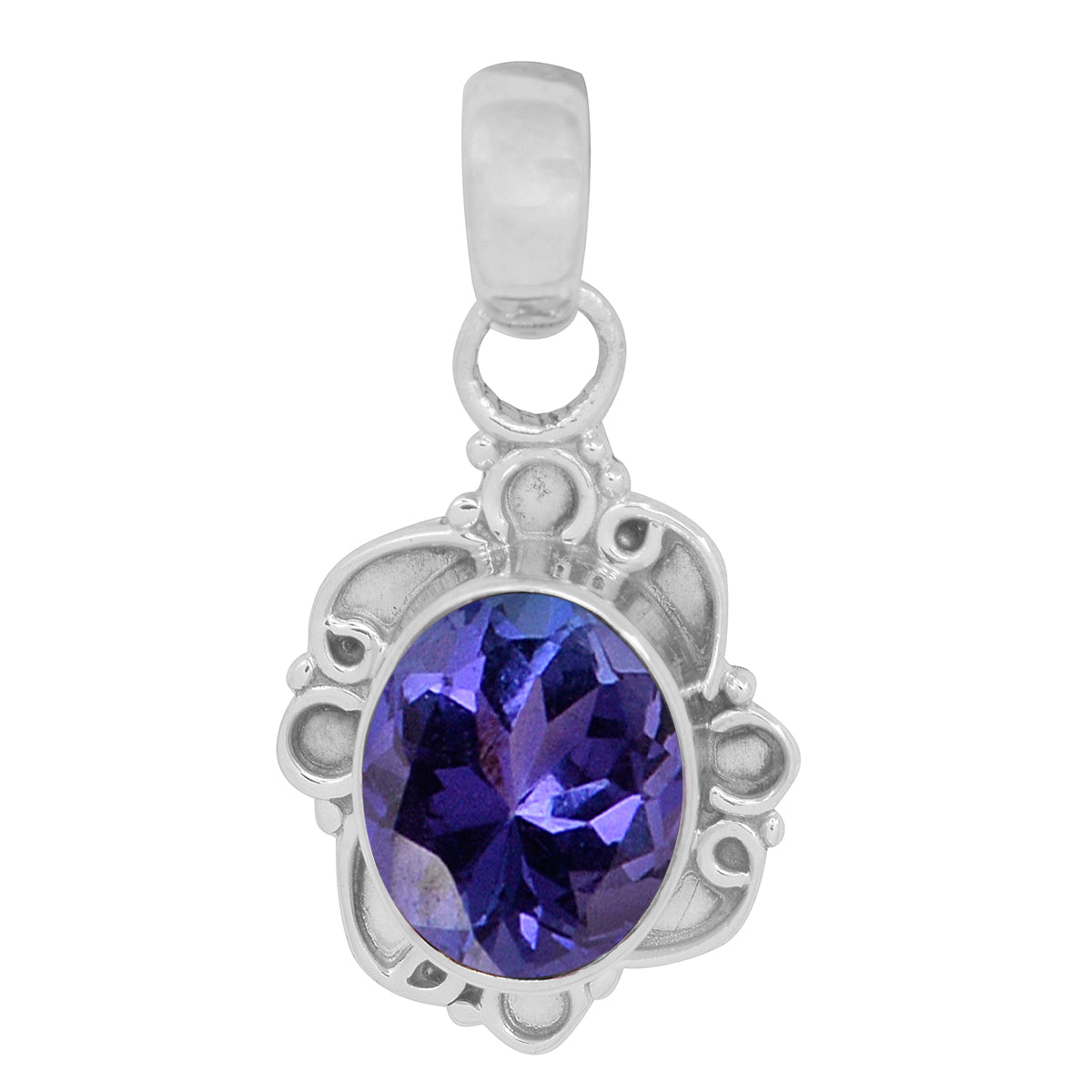 Vintage Swirl Design Multi Choice Gemstone Pendant