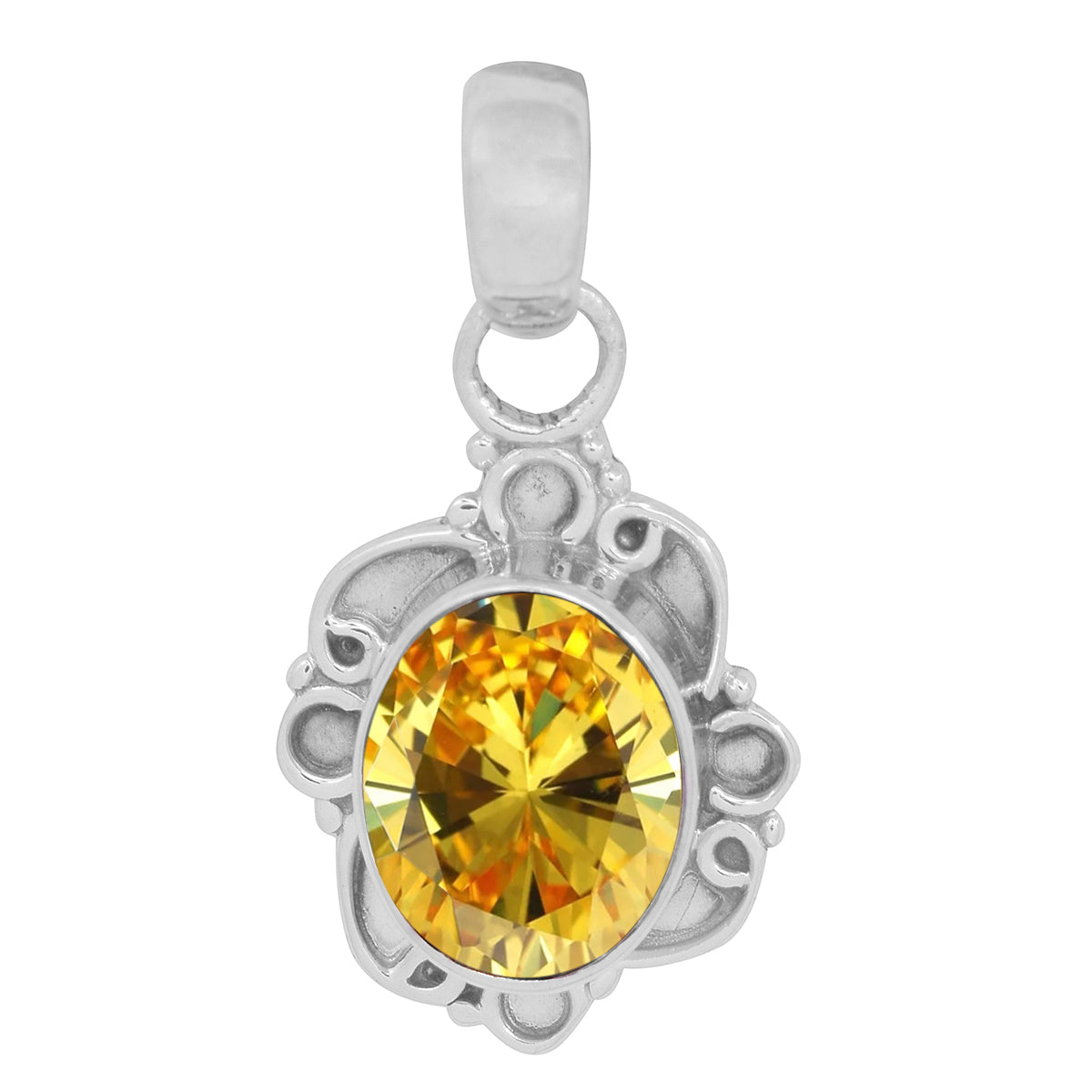 Vintage Swirl Design Multi Choice Gemstone Pendant