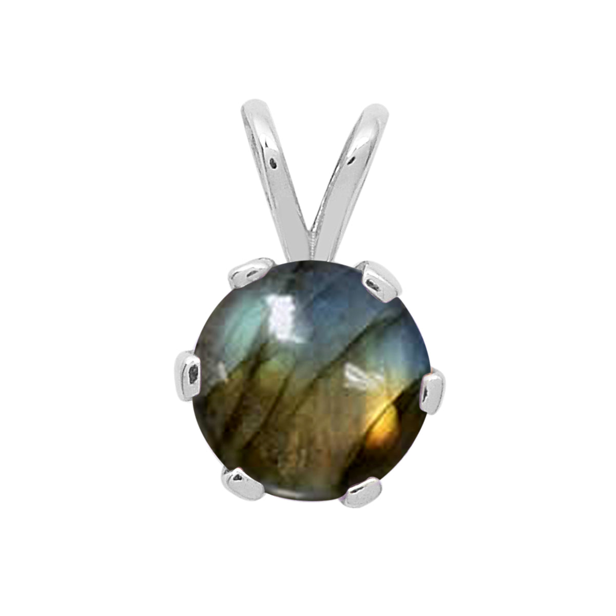 Multi-Stone Round Solitaire Pendant – Sterling Silver