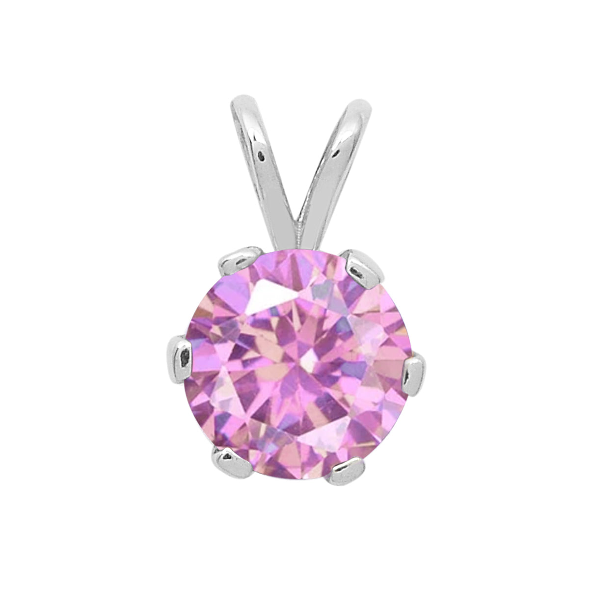 Multi-Stone Round Solitaire Pendant – Sterling Silver