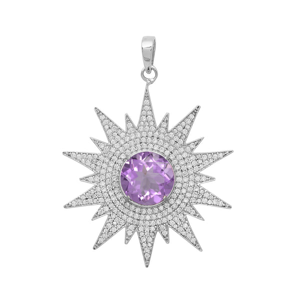 Solitaire Accents Round Cut Multi Choice Gemstone Pendant