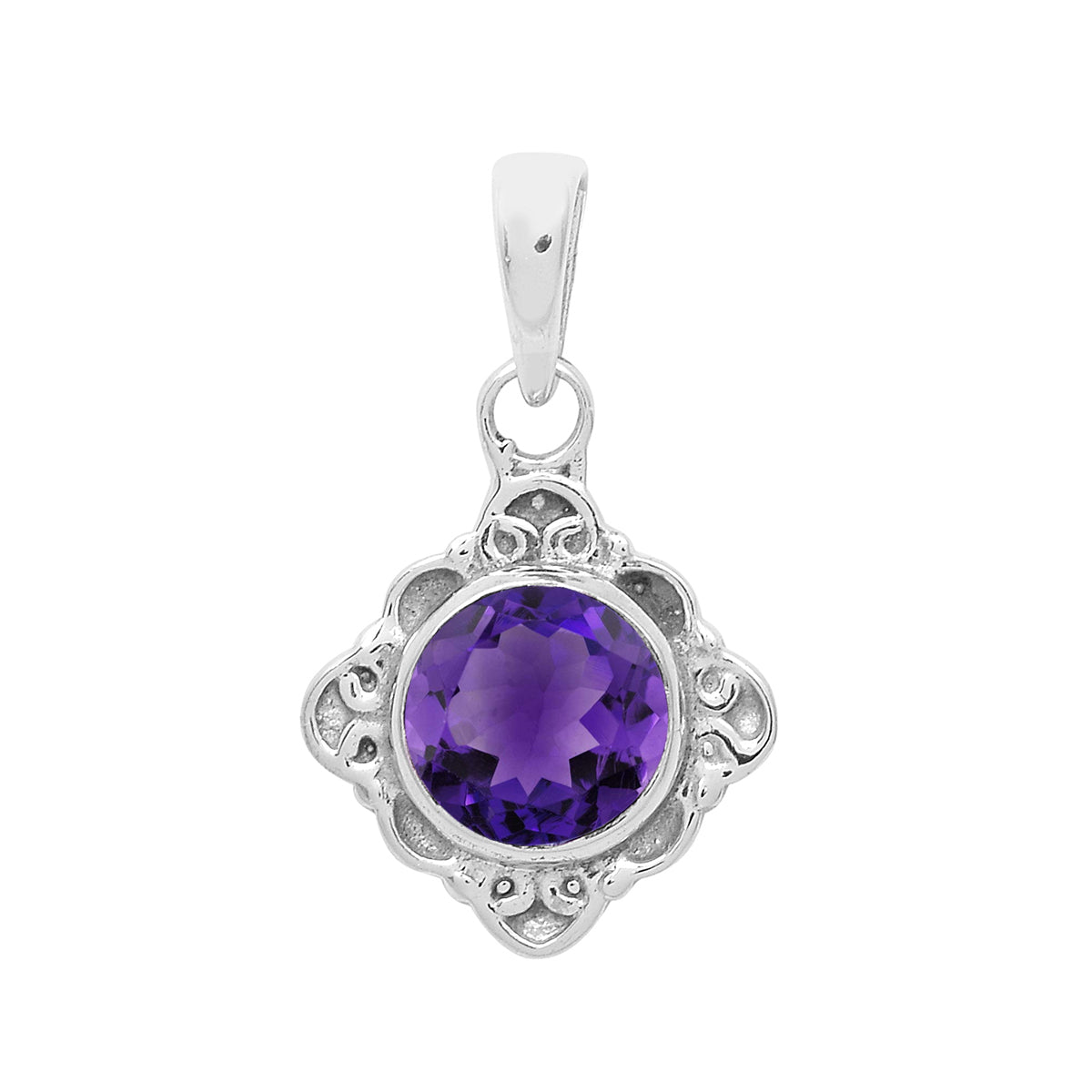 Multi-Stone Ornate Vintage Pendant –  Sterling Silver