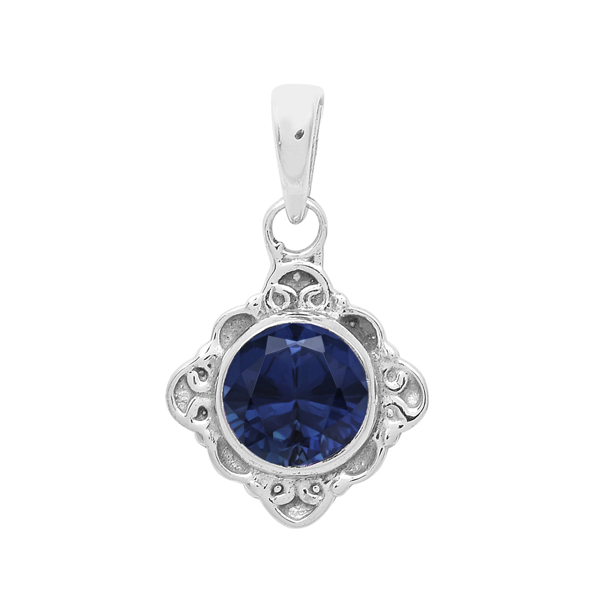 Multi-Stone Ornate Vintage Pendant –  Sterling Silver