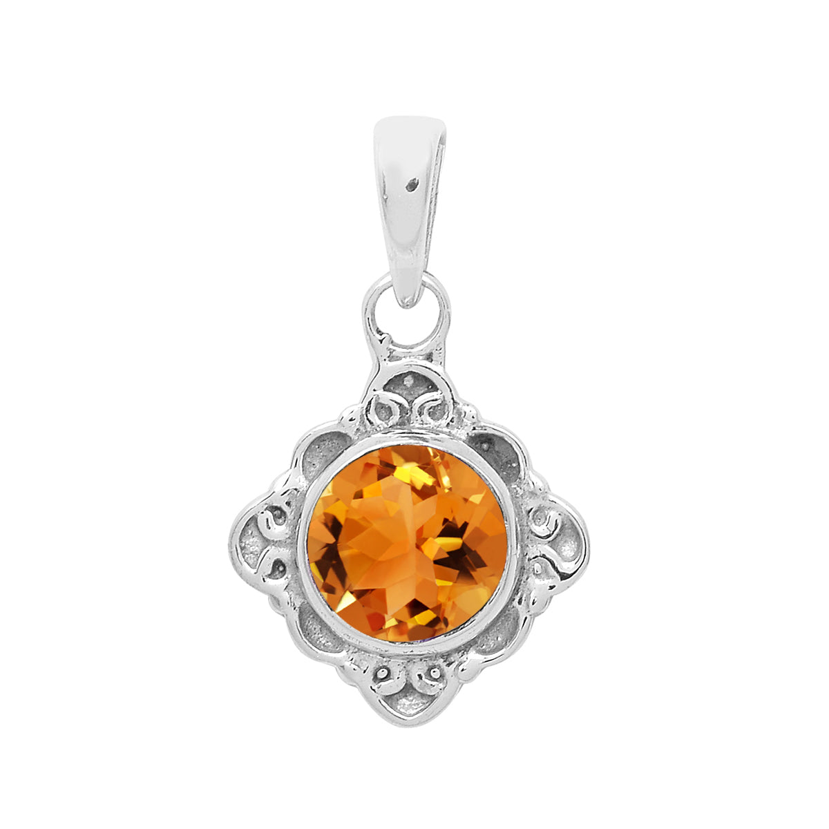 Multi-Stone Ornate Vintage Pendant –  Sterling Silver