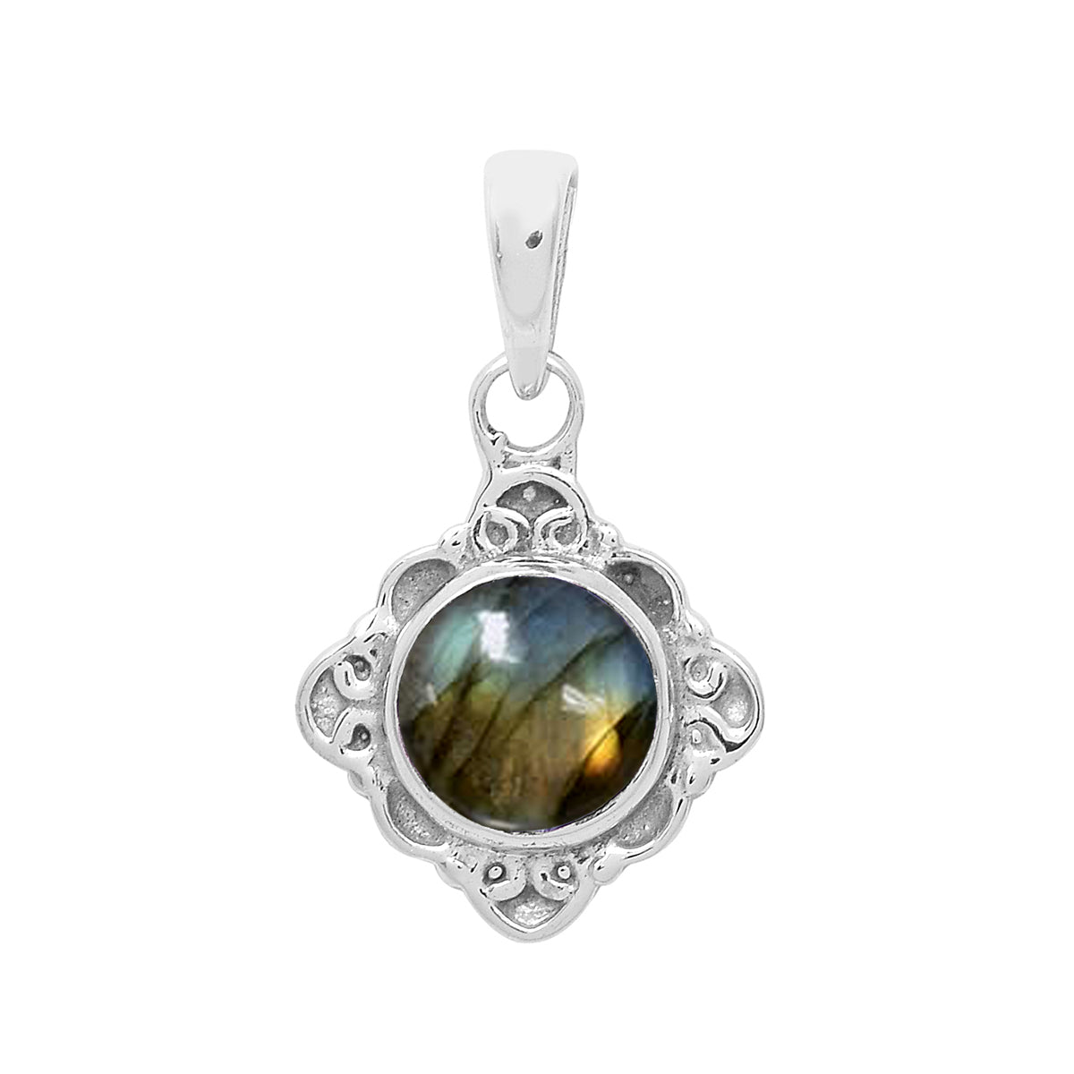 Multi-Stone Ornate Vintage Pendant –  Sterling Silver