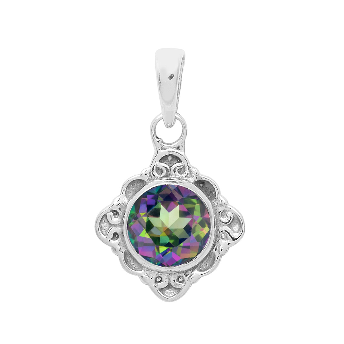 Multi-Stone Ornate Vintage Pendant –  Sterling Silver