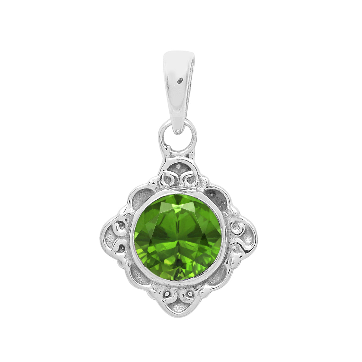 Multi-Stone Ornate Vintage Pendant –  Sterling Silver