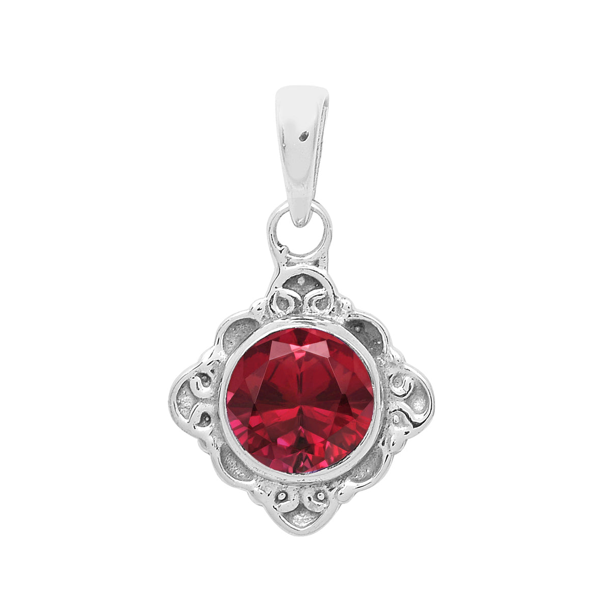 Multi-Stone Ornate Vintage Pendant –  Sterling Silver