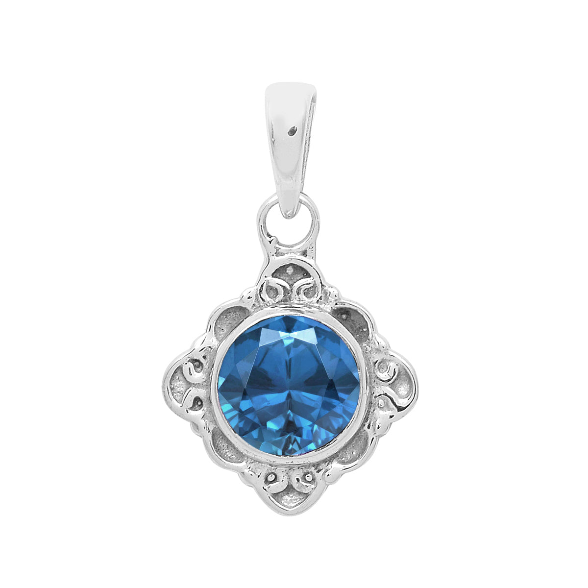 Multi-Stone Ornate Vintage Pendant –  Sterling Silver