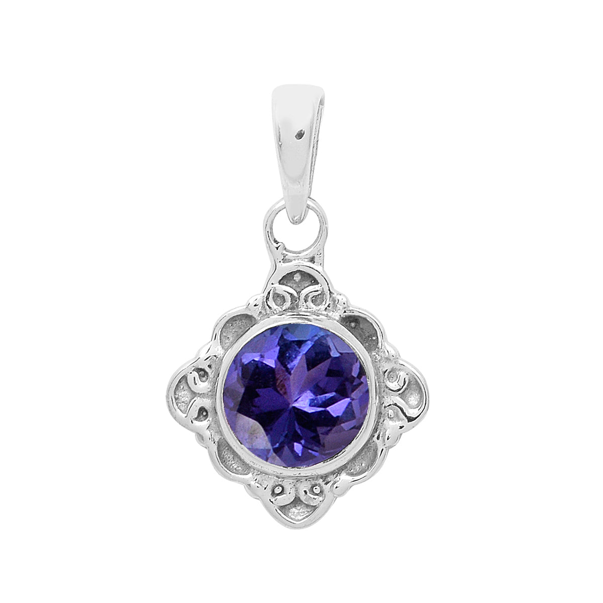 Multi-Stone Ornate Vintage Pendant –  Sterling Silver