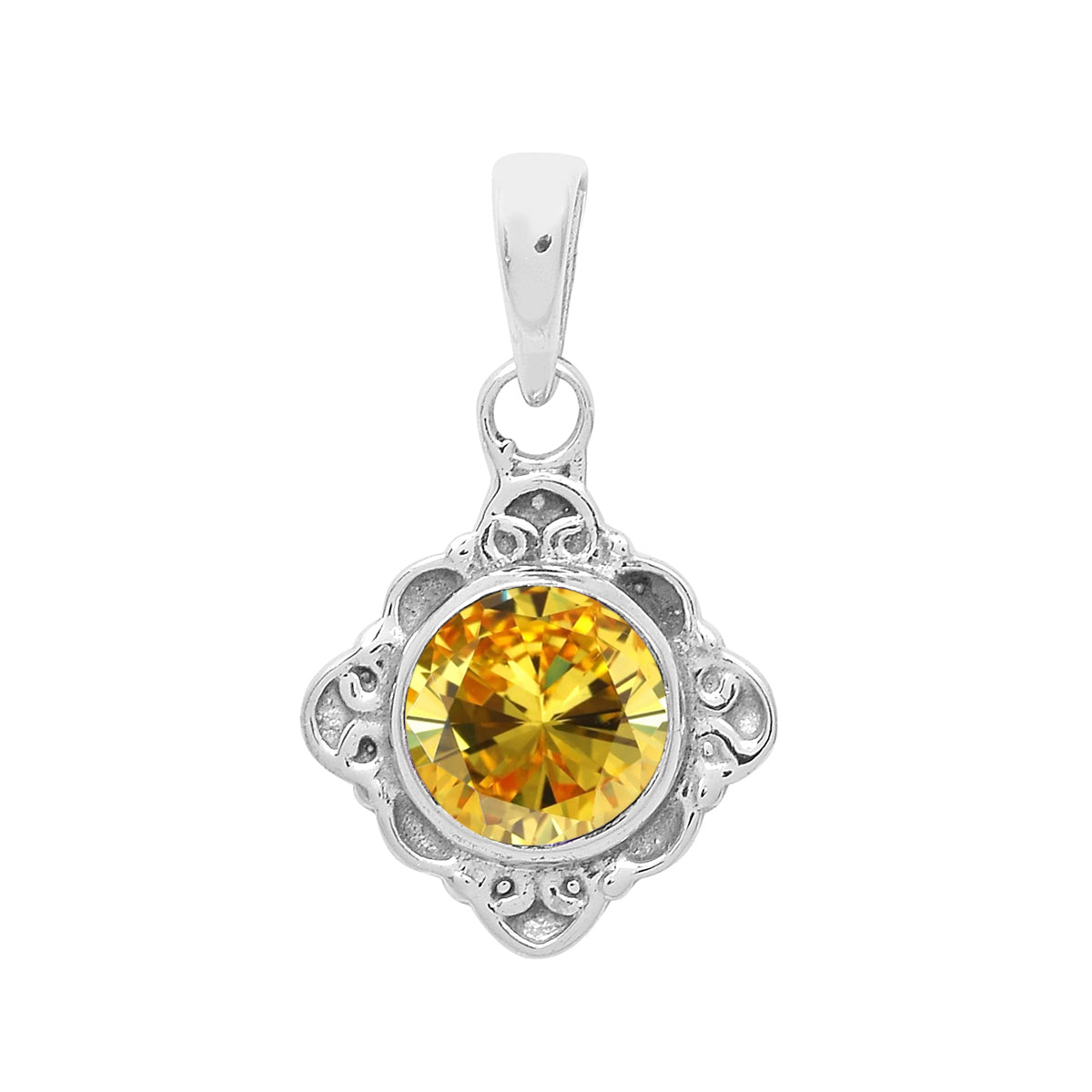 Multi-Stone Ornate Vintage Pendant –  Sterling Silver