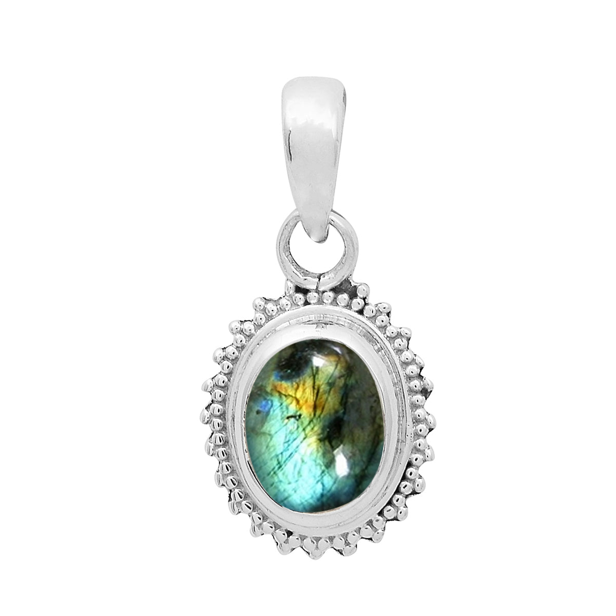 Multi-Stone Vintage Beaded Pendant – Sterling Silver
