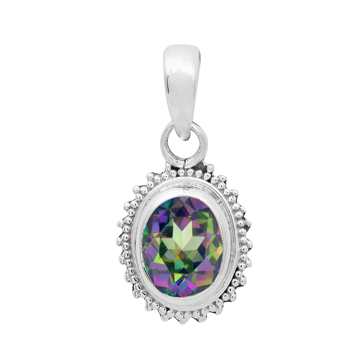 Multi-Stone Vintage Beaded Pendant – Sterling Silver