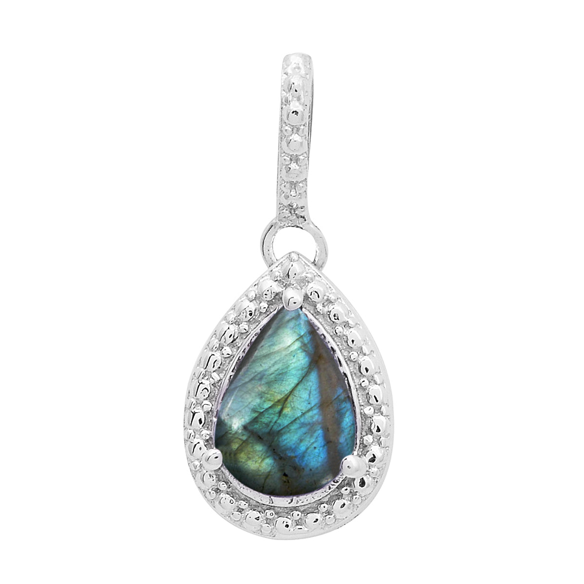 Multi-Stone Pear Pendant – Sterling Silver