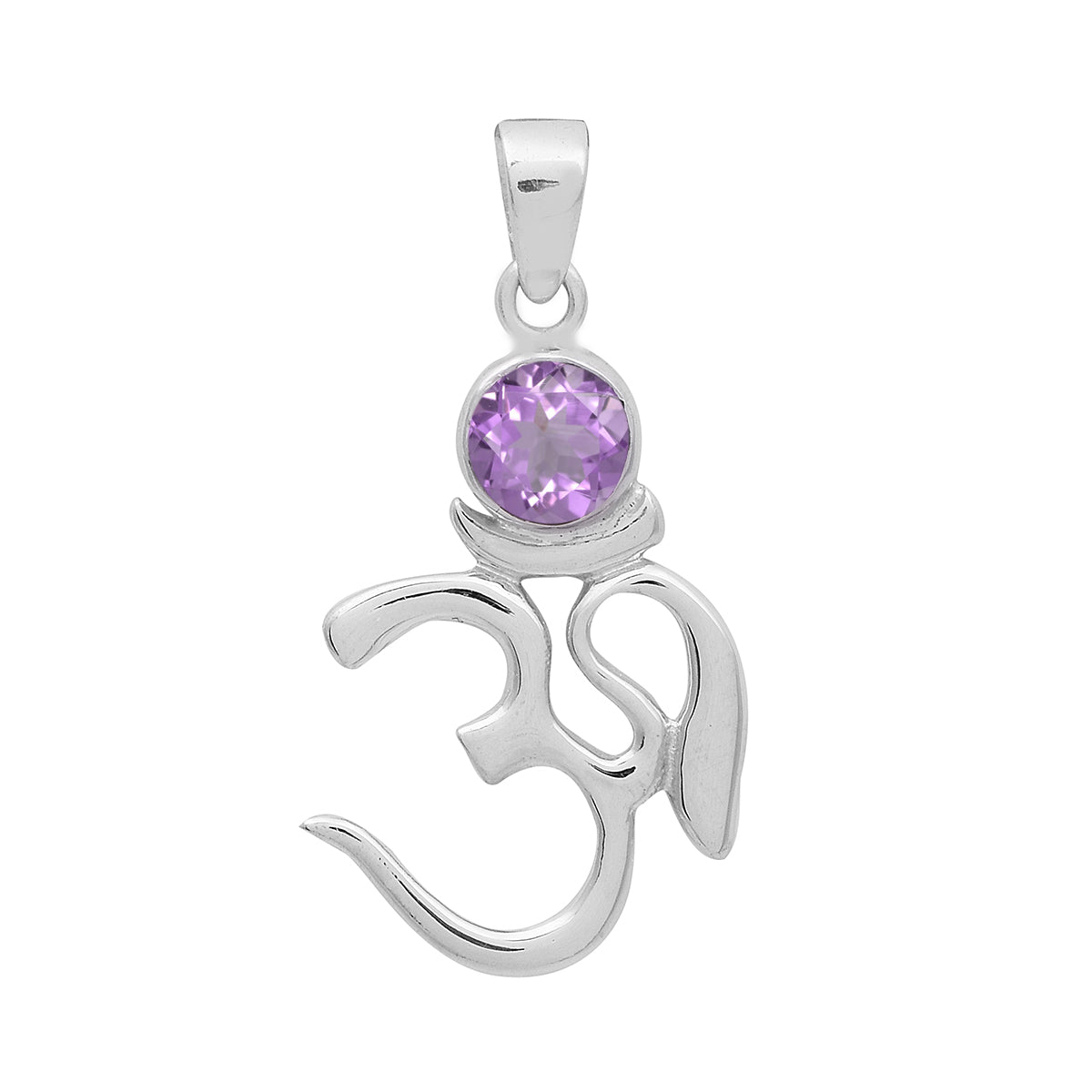 Multi Stone Om Pendant - Sterling Silver