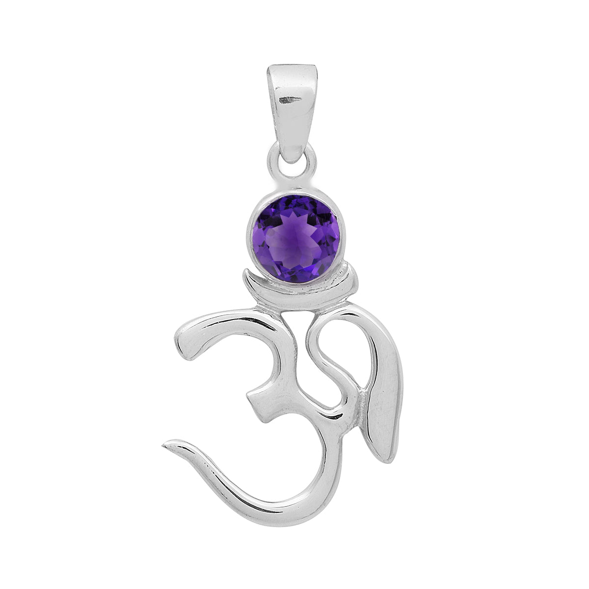 Multi Stone Om Pendant - Sterling Silver